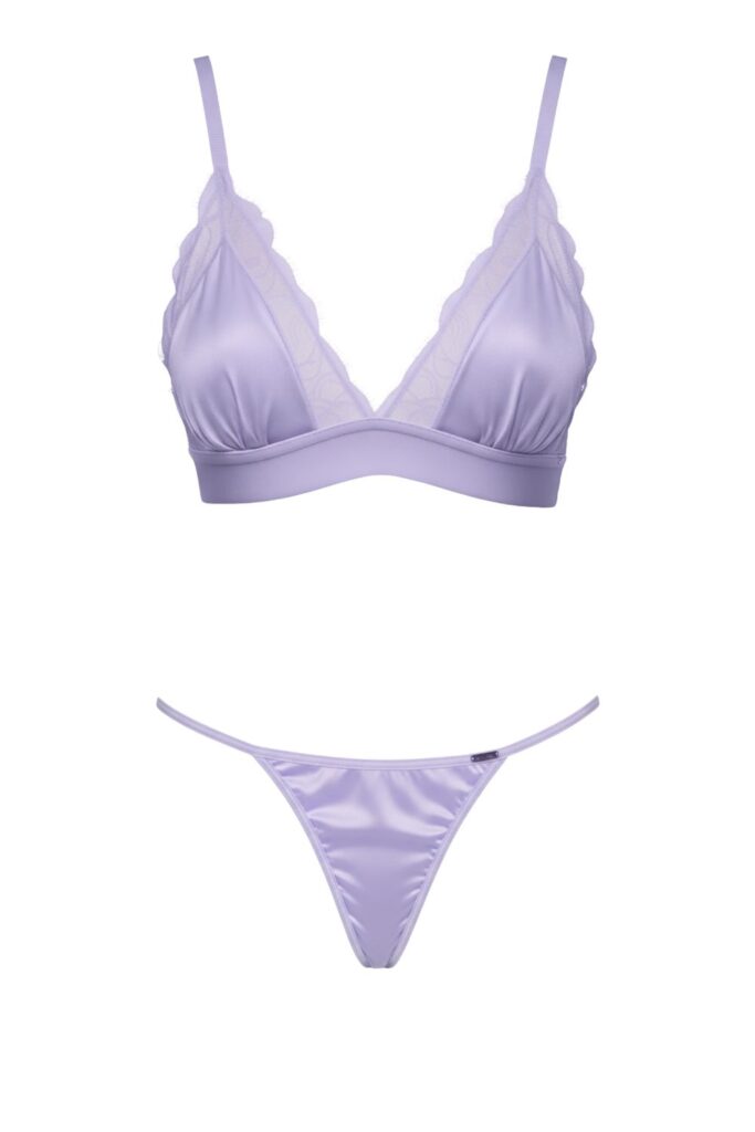 리브 새틴 브라렛 SET 라벤더