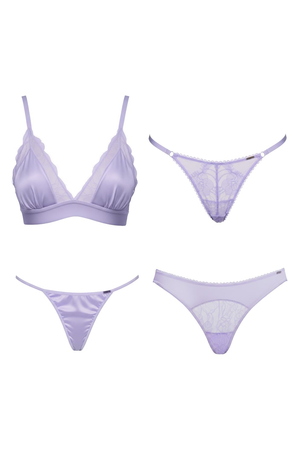 리브 새틴 브라렛 라벤더 4-PC