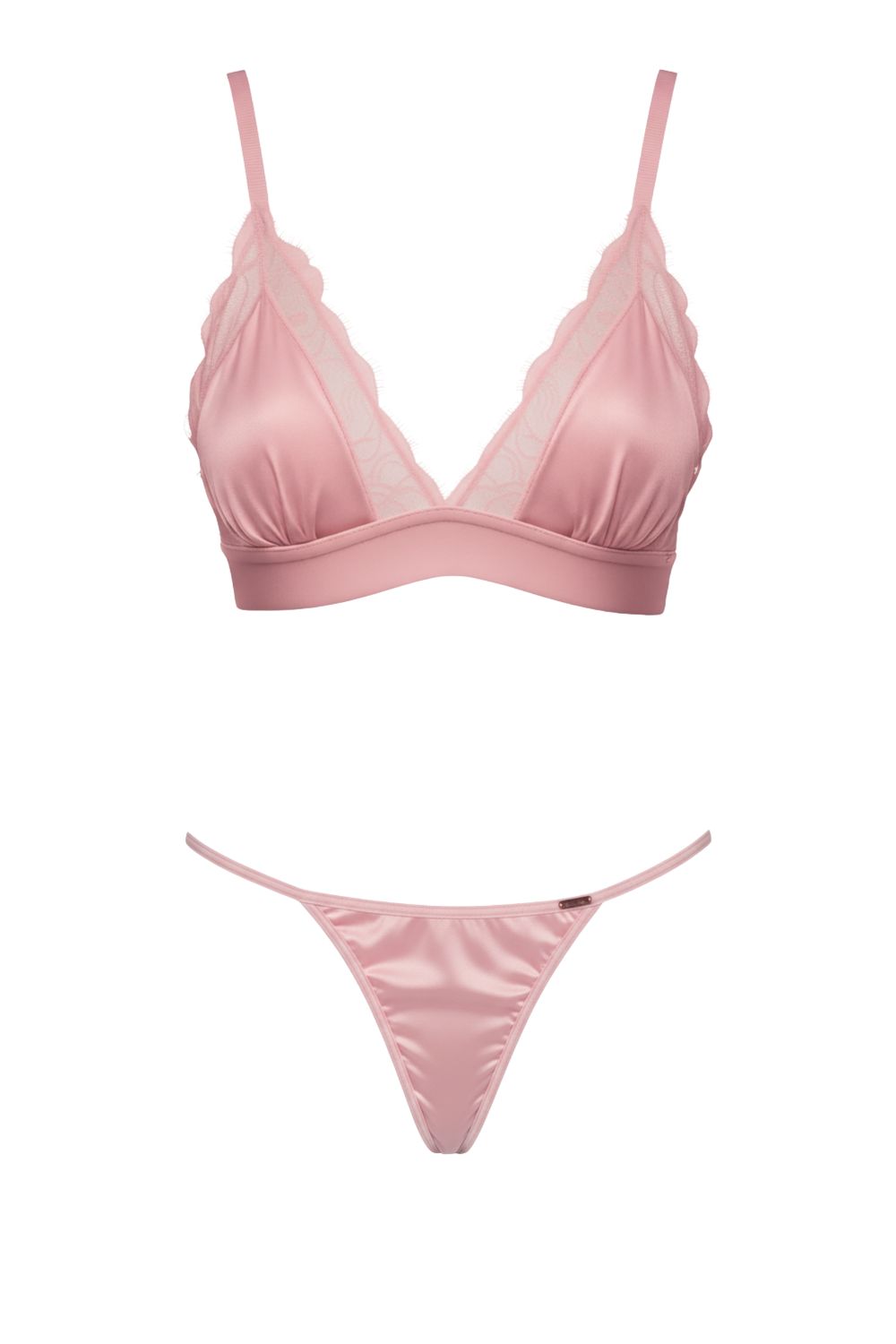 Liv Satin Bralette Set Rose
