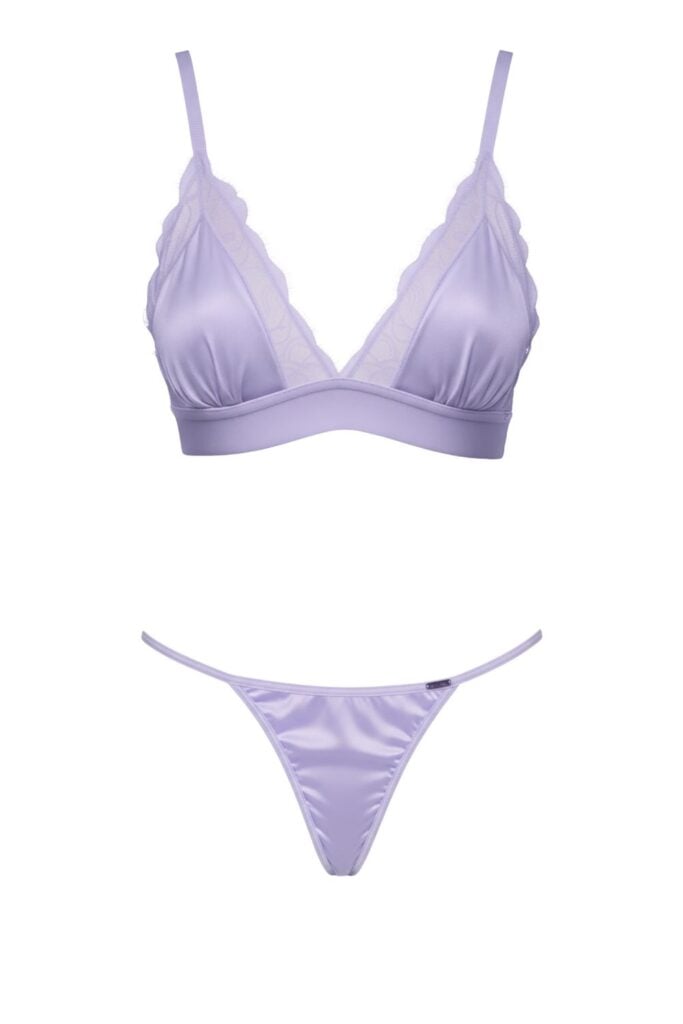 Liv Satin Bralette Set Lavender
